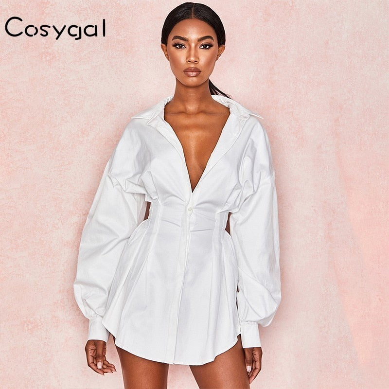 COSYGAL Sexy White Dress Women Lace Up