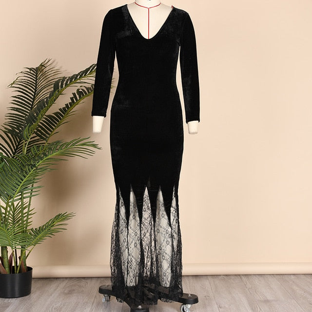 Imily Bela Gothic Maxi Dress Sexy Black Deep