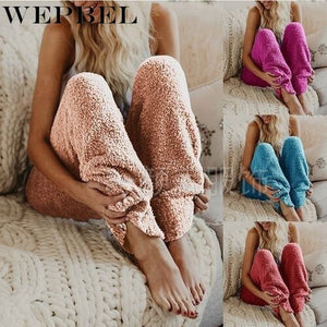 WEPBEL Women Pants Fleece Harem Loose Casual Full Length Warm Autumn Winter Fashion Solid Color Ladies Long Trousers