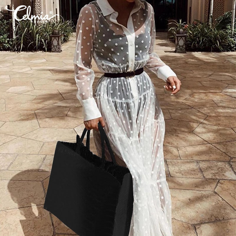 Celmia Women Lace Cover up Sheer Sexy Dress 2019