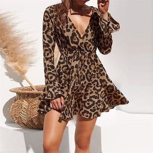 2019 Summer Chiffon Dress Women Leopard