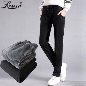 LOMAIYI Plus Size Winter Warm Pants For Women Korean